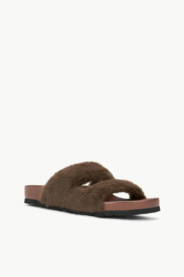 STAUD Mules and Flats CYPRUS FAUX FUR SLIDE Mahogany 8211 Women STAUD Mules and Flats CYPRUS FAUX FUR SLIDE Mahogany 8211 Women