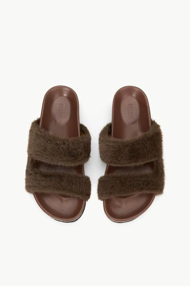 STAUD Mules and Flats CYPRUS FAUX FUR SLIDE Mahogany 8211 Women STAUD Mules and Flats CYPRUS FAUX FUR SLIDE Mahogany 8211 Women