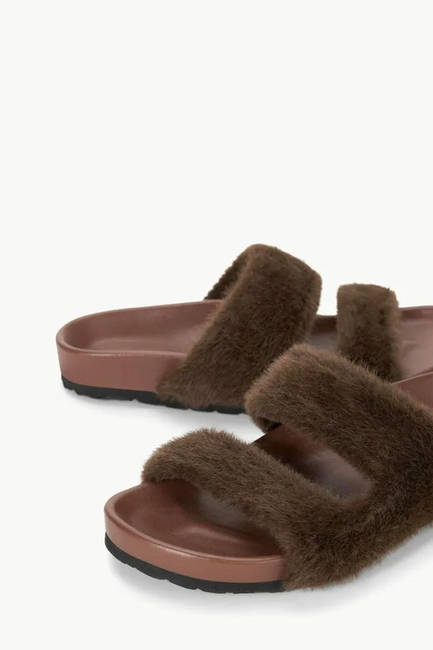 STAUD Mules and Flats CYPRUS FAUX FUR SLIDE Mahogany 8211 Women STAUD Mules and Flats CYPRUS FAUX FUR SLIDE Mahogany 8211 Women