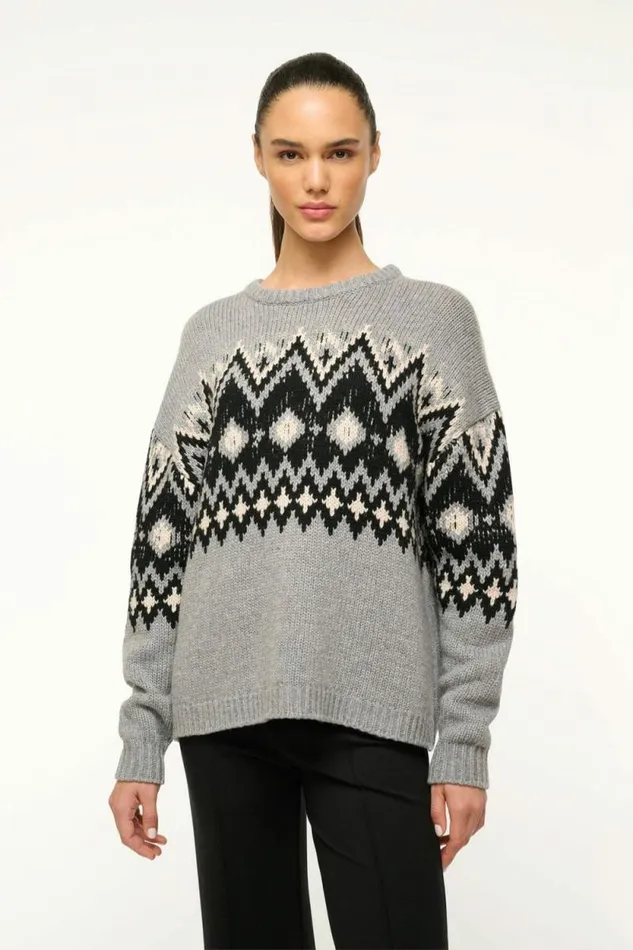 STAUD Sweaters MORITZ SWEATER Heather Grey Multi Fairisle 8211 Women