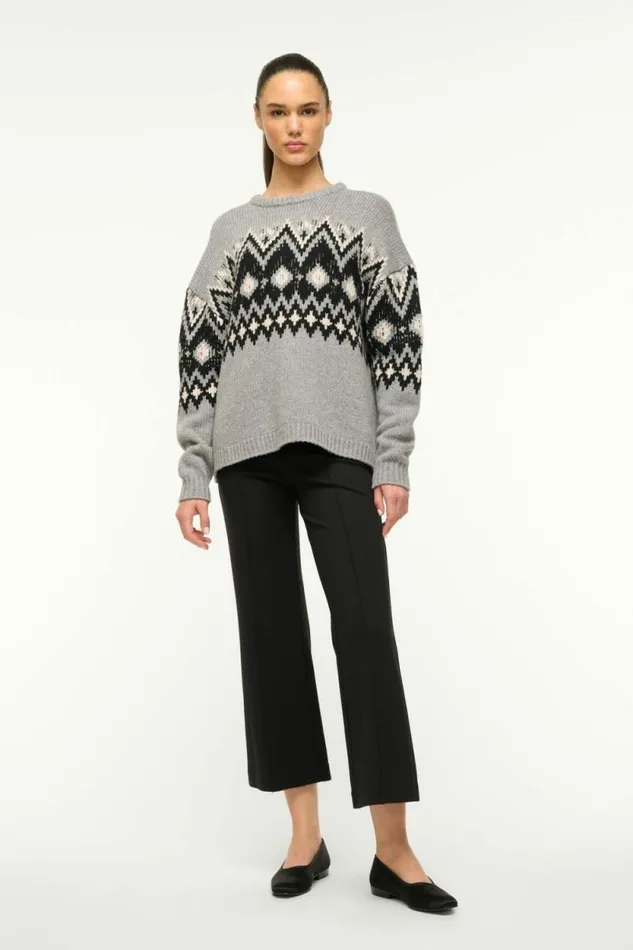 STAUD Sweaters MORITZ SWEATER Heather Grey Multi Fairisle 8211 Women STAUD Sweaters MORITZ SWEATER Heather Grey Multi Fairisle 8211 Women