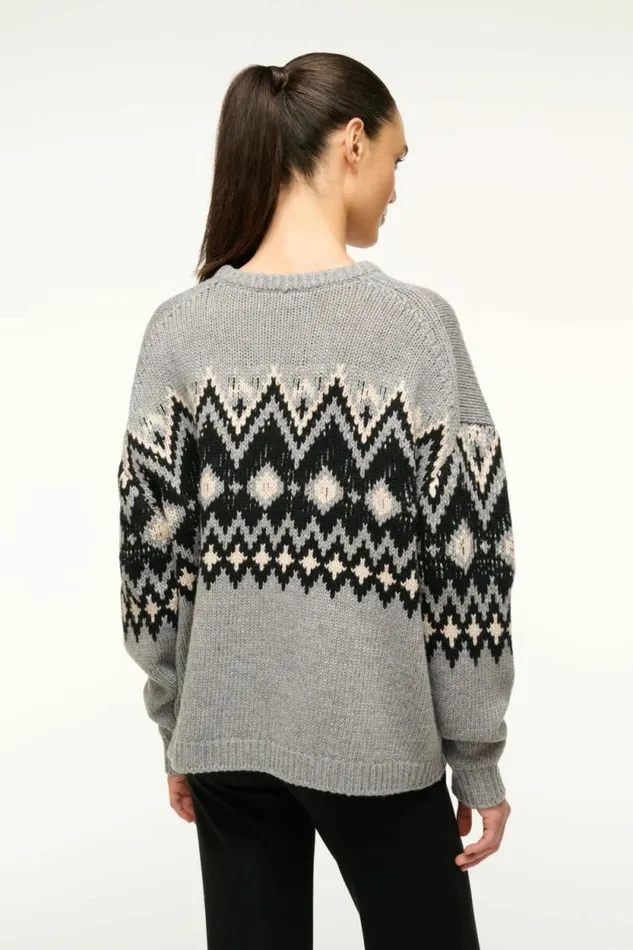 STAUD Sweaters MORITZ SWEATER Heather Grey Multi Fairisle 8211 Women STAUD Sweaters MORITZ SWEATER Heather Grey Multi Fairisle 8211 Women