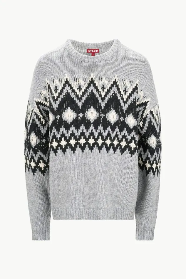 STAUD Sweaters MORITZ SWEATER Heather Grey Multi Fairisle 8211 Women STAUD Sweaters MORITZ SWEATER Heather Grey Multi Fairisle 8211 Women