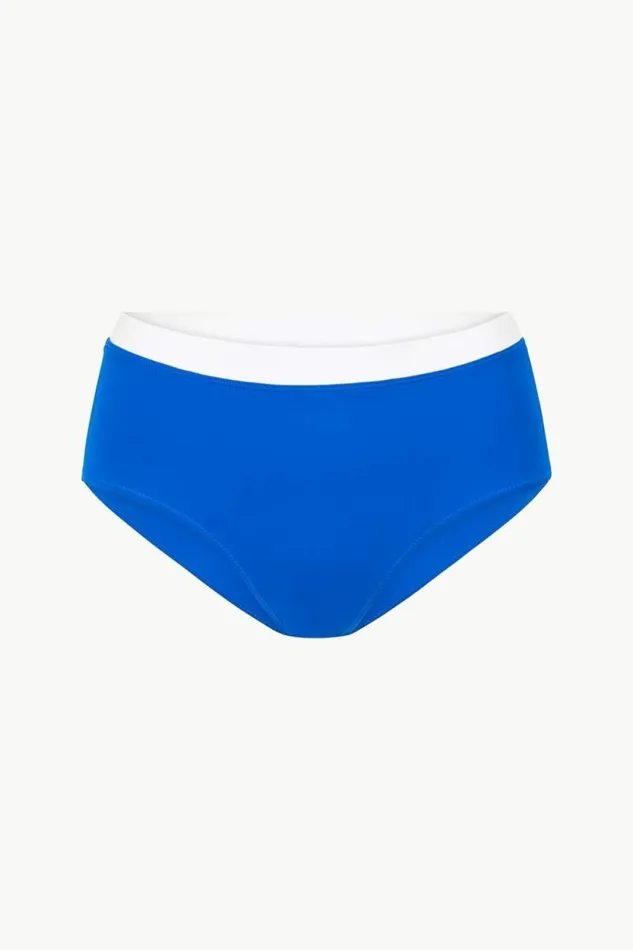 STAUD Swim DEVON HIGH RISE BIKINI BOTTOM Sapphire White 8211 Women