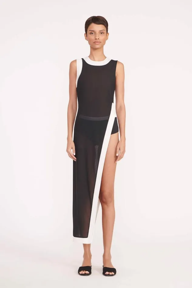 STAUD Swim POINTER COVERUP Black White 8211 Women