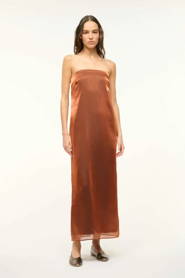 STAUD The Evening Edit CASEY DRESS Iridescent Cacao 8211 Women