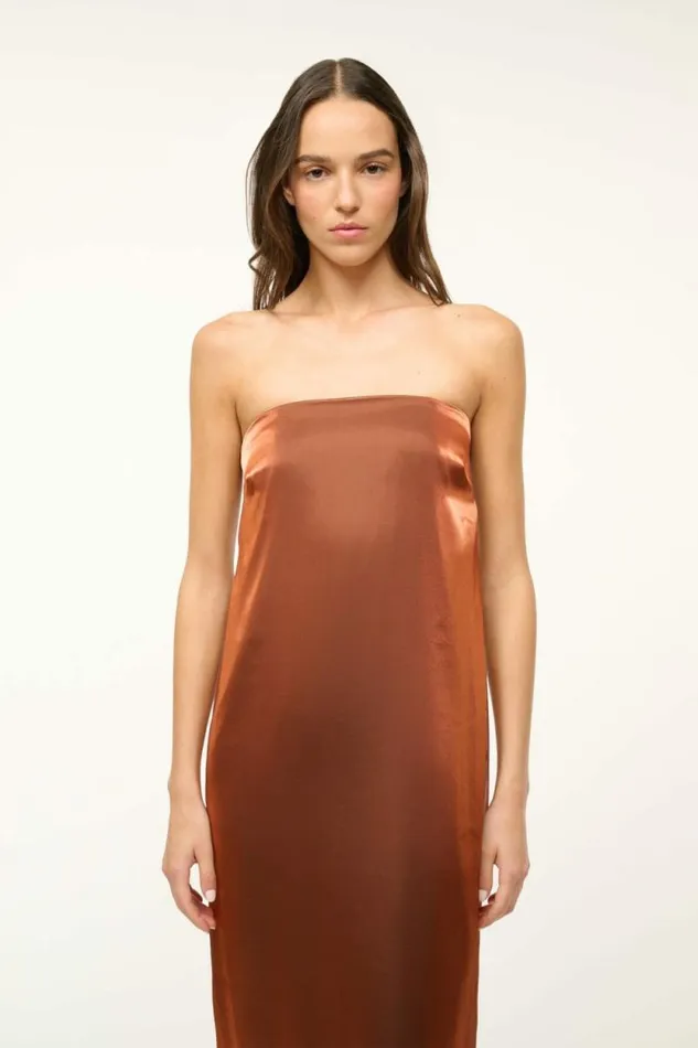 STAUD The Evening Edit CASEY DRESS Iridescent Cacao 8211 Women