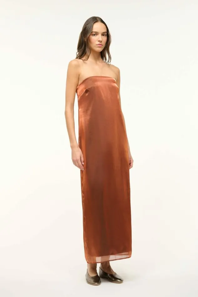 STAUD The Evening Edit CASEY DRESS Iridescent Cacao 8211 Women