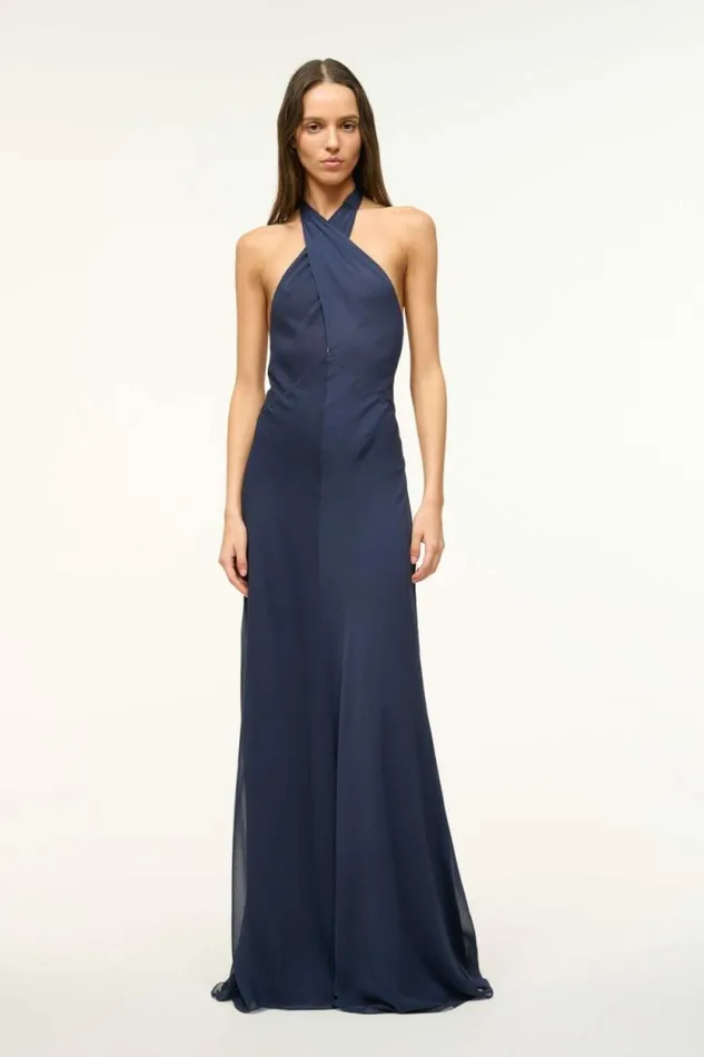 STAUD The Evening Edit DAWN MAXI DRESS Navy 8211 Women