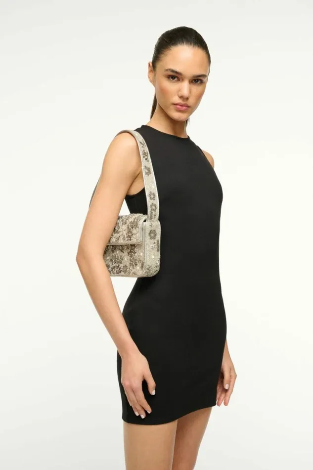 STAUD The Evening Edit TOMMY BEADED BAG Silver Garden Party 8211 Women