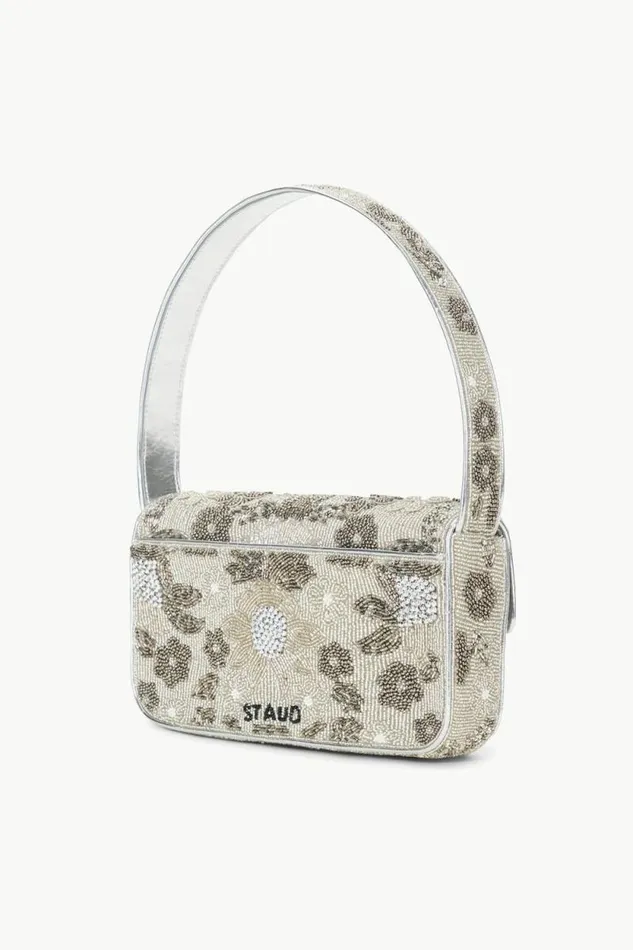 STAUD The Evening Edit TOMMY BEADED BAG Silver Garden Party 8211 Women