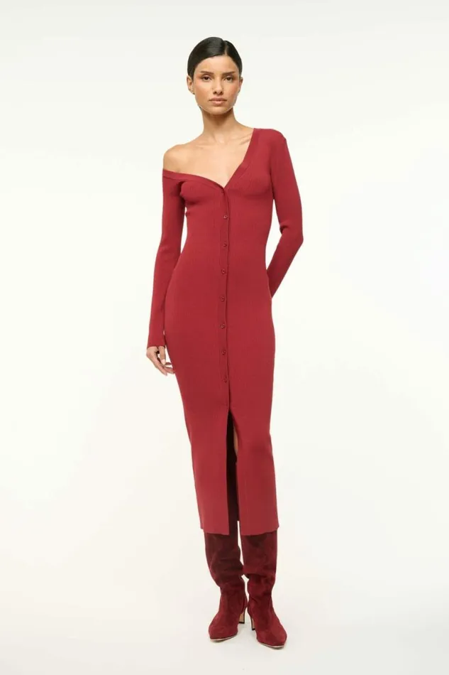 STAUD The Knit Shop CRAFTSMAN SWEATER DRESS Syrah 8211 Women
