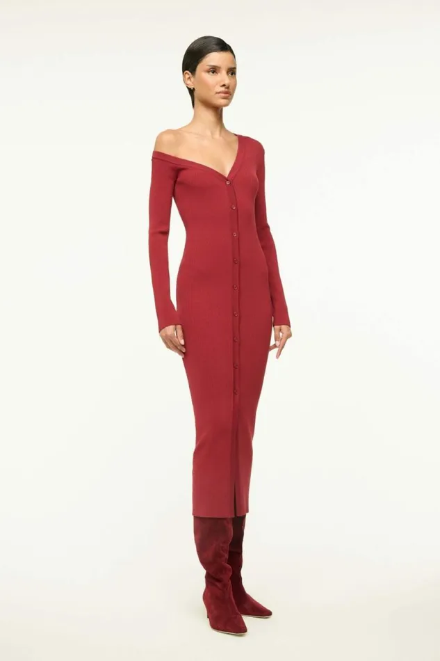 STAUD The Knit Shop CRAFTSMAN SWEATER DRESS Syrah 8211 Women STAUD The Knit Shop CRAFTSMAN SWEATER DRESS Syrah 8211 Women