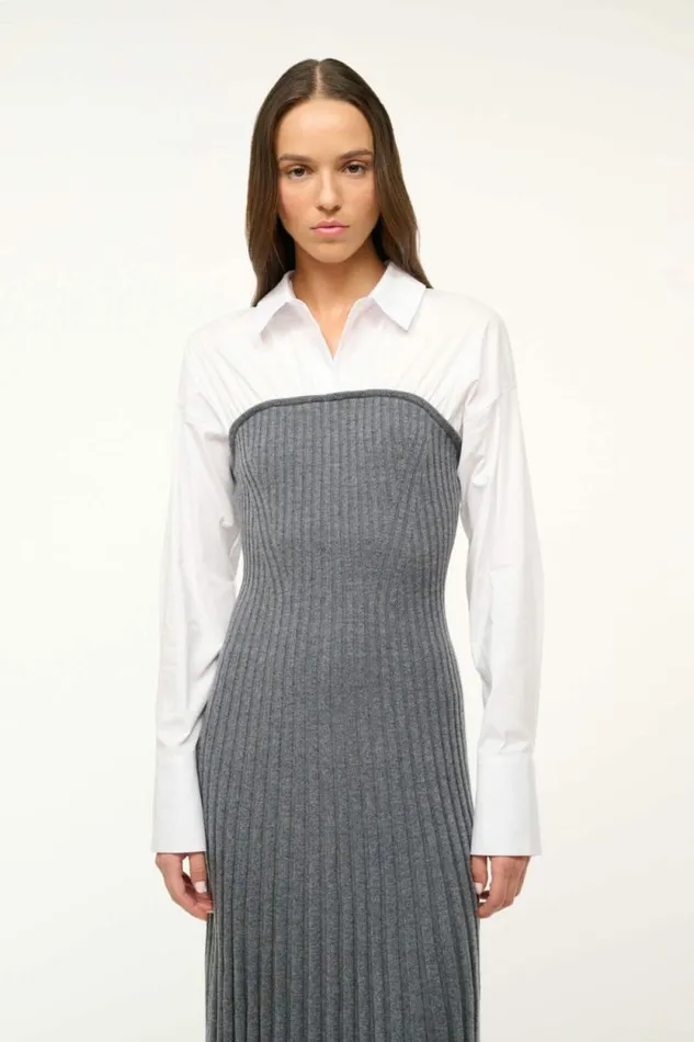 STAUD The Knit Shop O039KEEFE DRESS Charcoal White 8211 Women STAUD The Knit Shop O039KEEFE DRESS Charcoal White 8211 Women