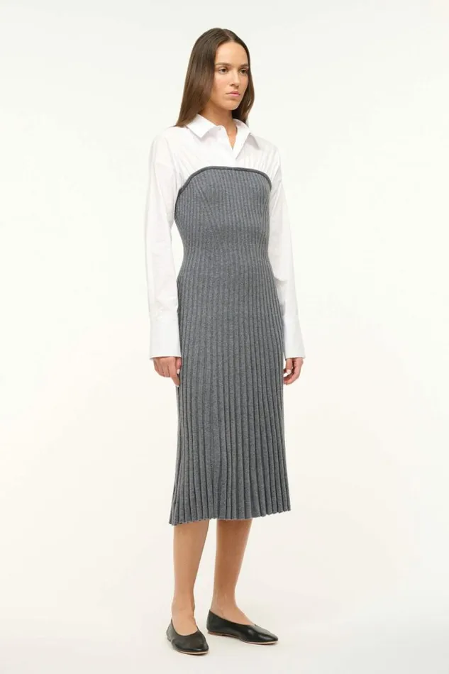 STAUD The Knit Shop O039KEEFE DRESS Charcoal White 8211 Women STAUD The Knit Shop O039KEEFE DRESS Charcoal White 8211 Women