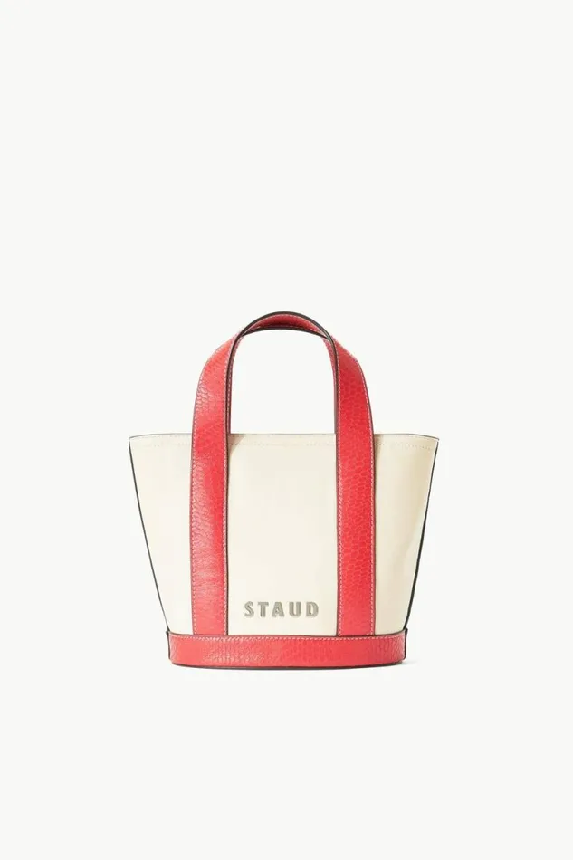 STAUD Totes CUSTOM ALLORA MINI TOTE Cream Red Rose 8211 Women STAUD Totes CUSTOM ALLORA MINI TOTE Cream Red Rose 8211 Women