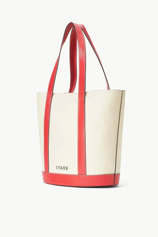 STAUD Totes CUSTOM ALLORA TOTE Cream Red Rose 8211 Women