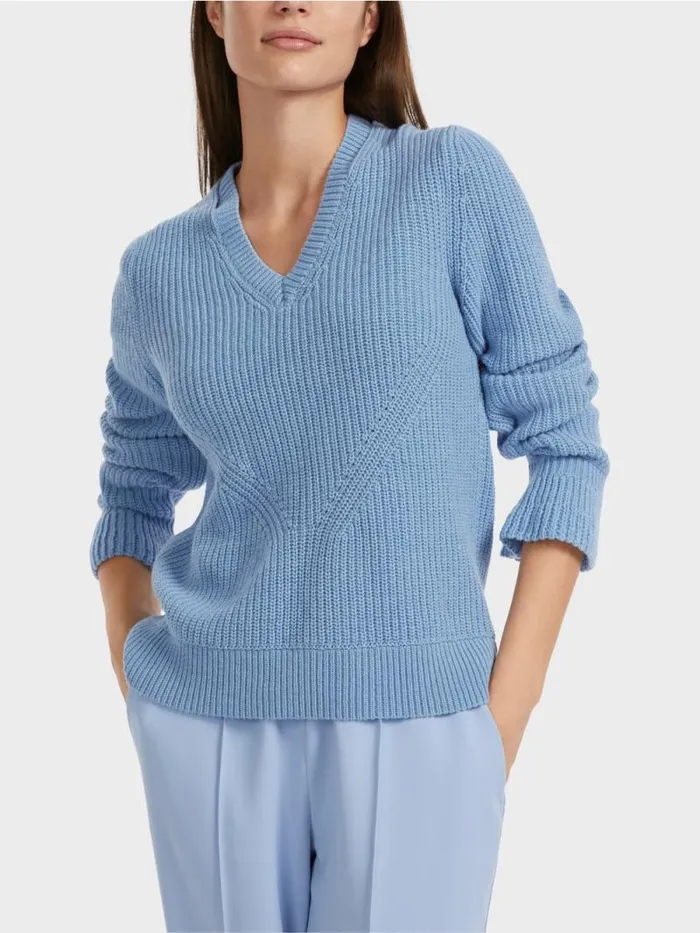 Strick Damen Marc Cain Edler Sweater Knitted In Germany Dark Summer Sky