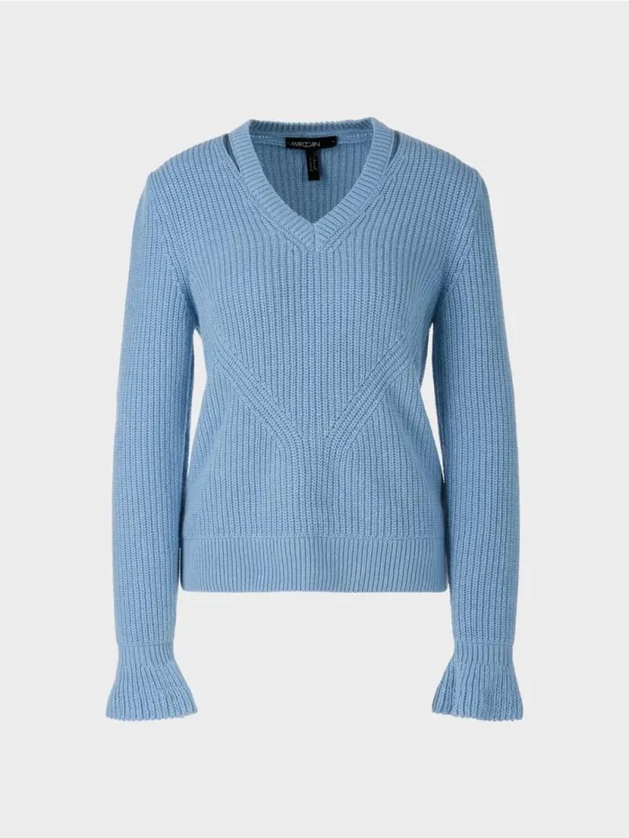 Strick Damen Marc Cain Edler Sweater Knitted In Germany Dark Summer Sky