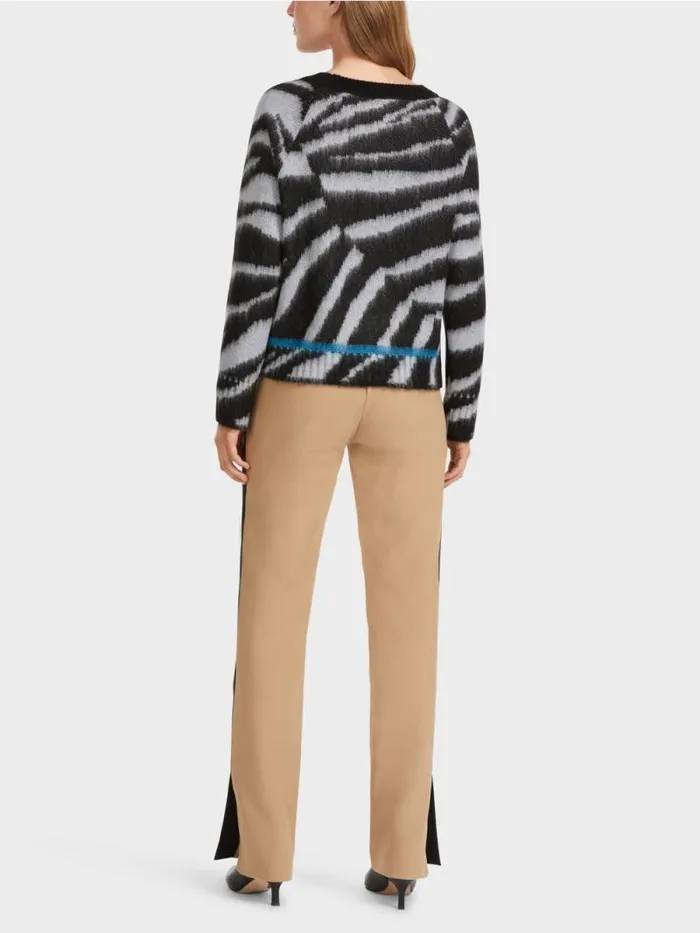 Strick Damen Marc Cain Gemusterter Sweater Knitted In Germany Soft Coffee