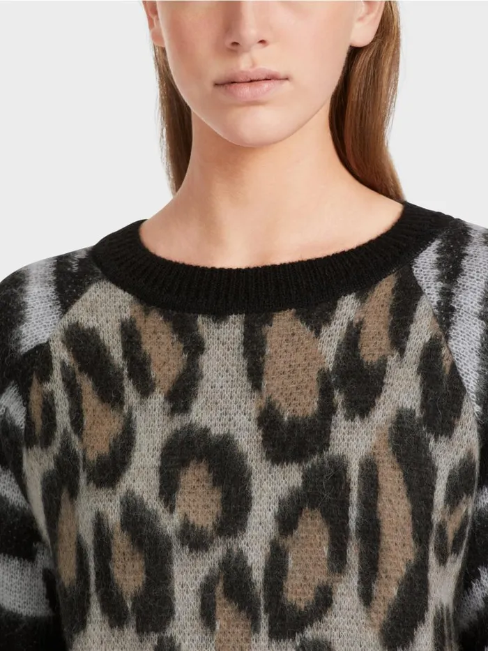 Strick Damen Marc Cain Gemusterter Sweater Knitted In Germany Soft Coffee