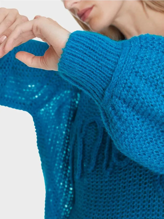 Strick Damen Marc Cain Leichter Sweater 034Rethink Together034 Deep Sea