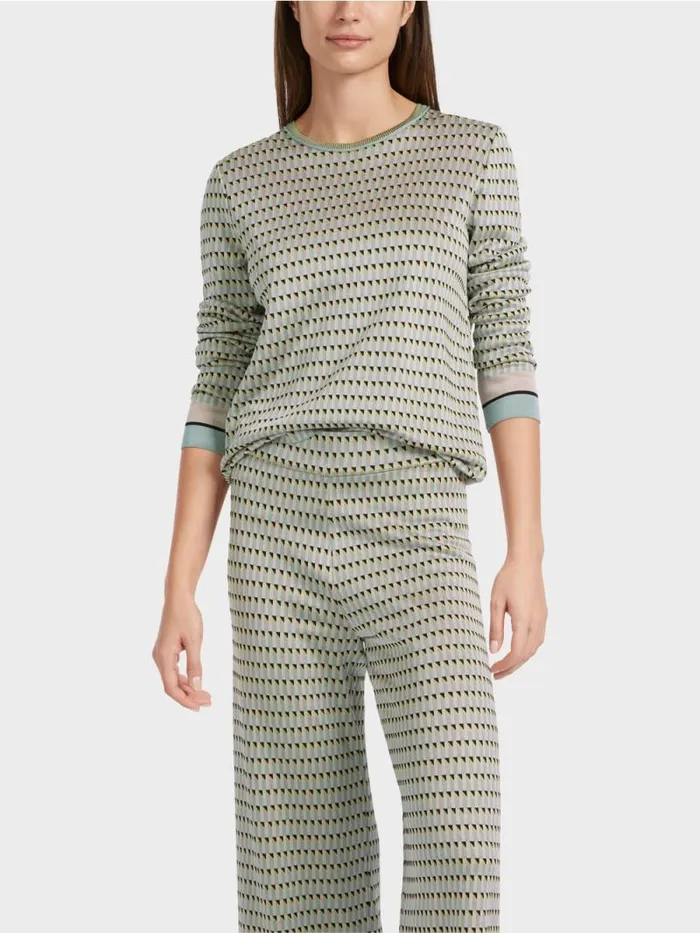Strick Damen Marc Cain MusterSweater Knitted In Germany Dark Sky Blue