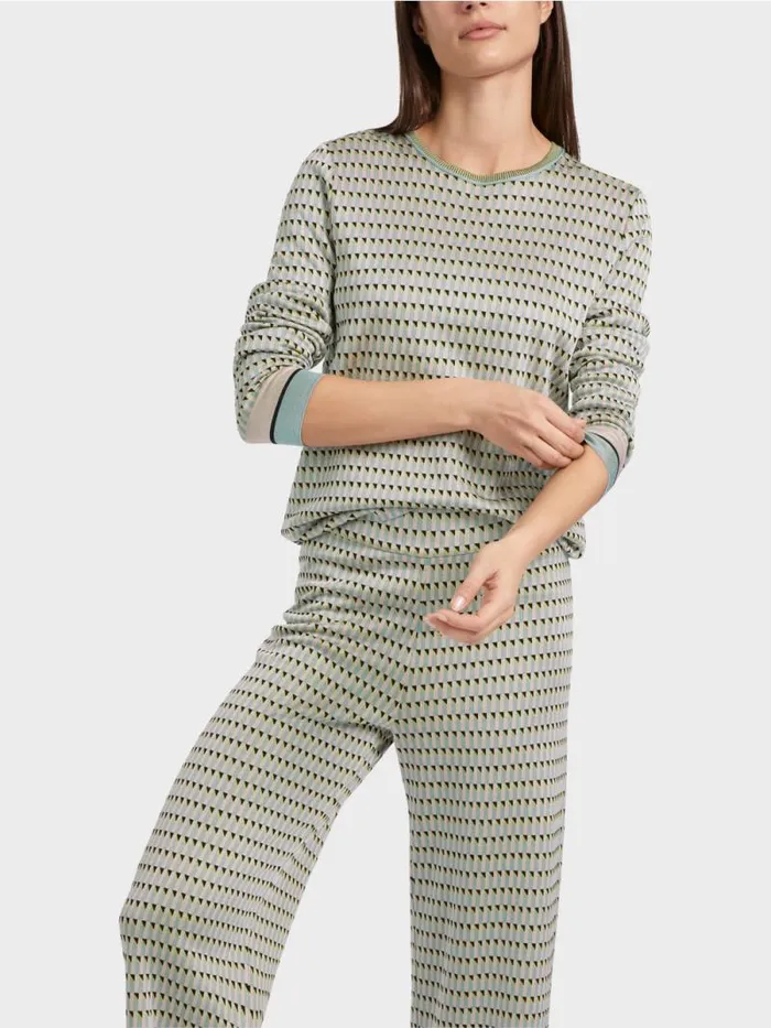 Strick Damen Marc Cain MusterSweater Knitted In Germany Dark Sky Blue