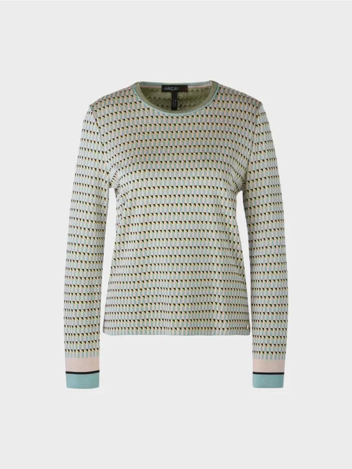 Strick Damen Marc Cain MusterSweater Knitted In Germany Dark Sky Blue