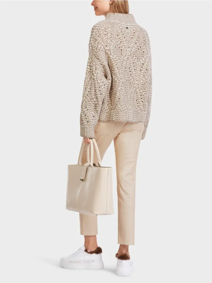 Strick Damen Marc Cain Oversized Sweater Knitted In Germany Offwhite