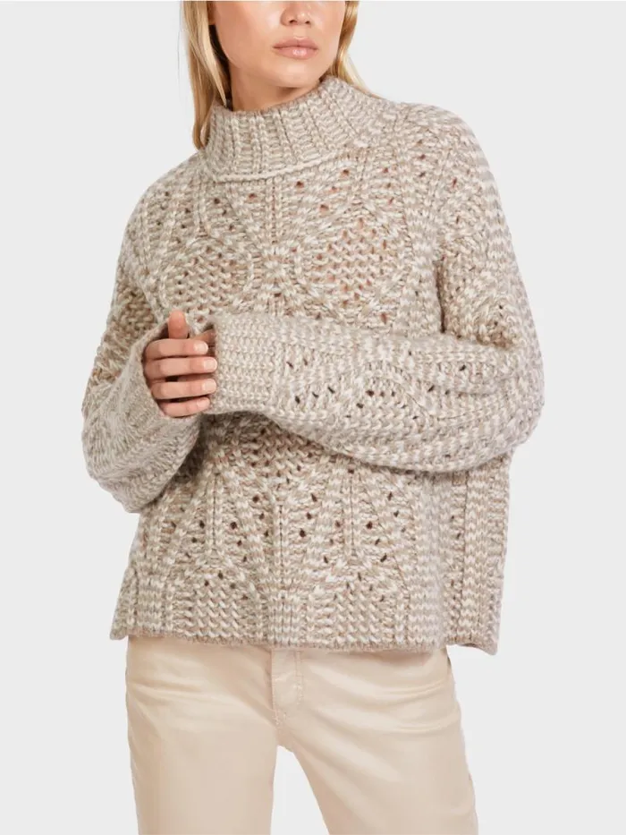 Strick Damen Marc Cain Oversized Sweater Knitted In Germany Offwhite