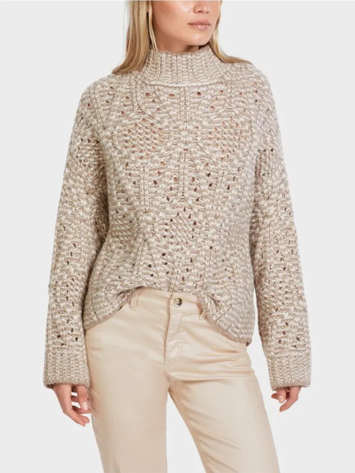 Strick Damen Marc Cain Oversized Sweater Knitted In Germany Offwhite