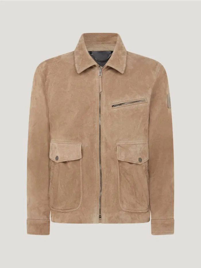 Suede and Shearling Jackets Men Belstaff Patterson Jacket Washed Sand