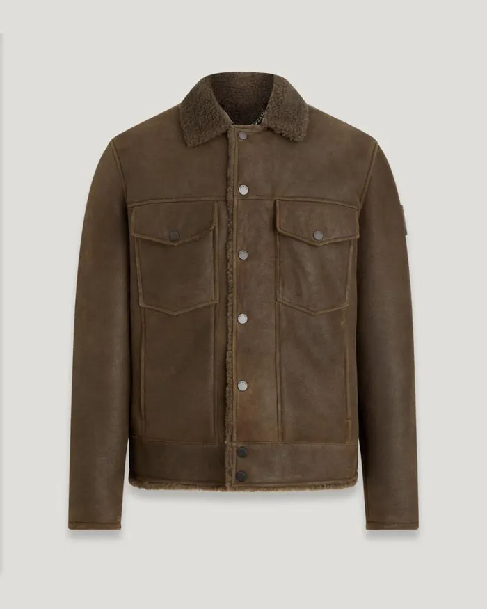 Suede and Shearling Jackets Men Belstaff Piston Jacket Clay Brown
