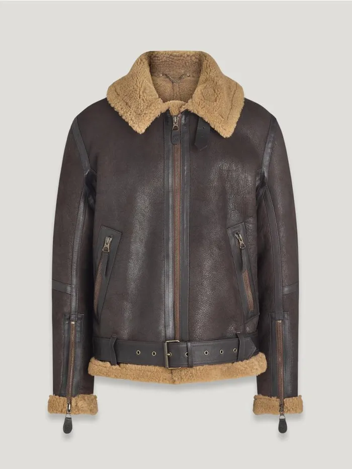 Suede and Shearling Jackets Men Belstaff Wilder Jacket Ebonydark Sandstone