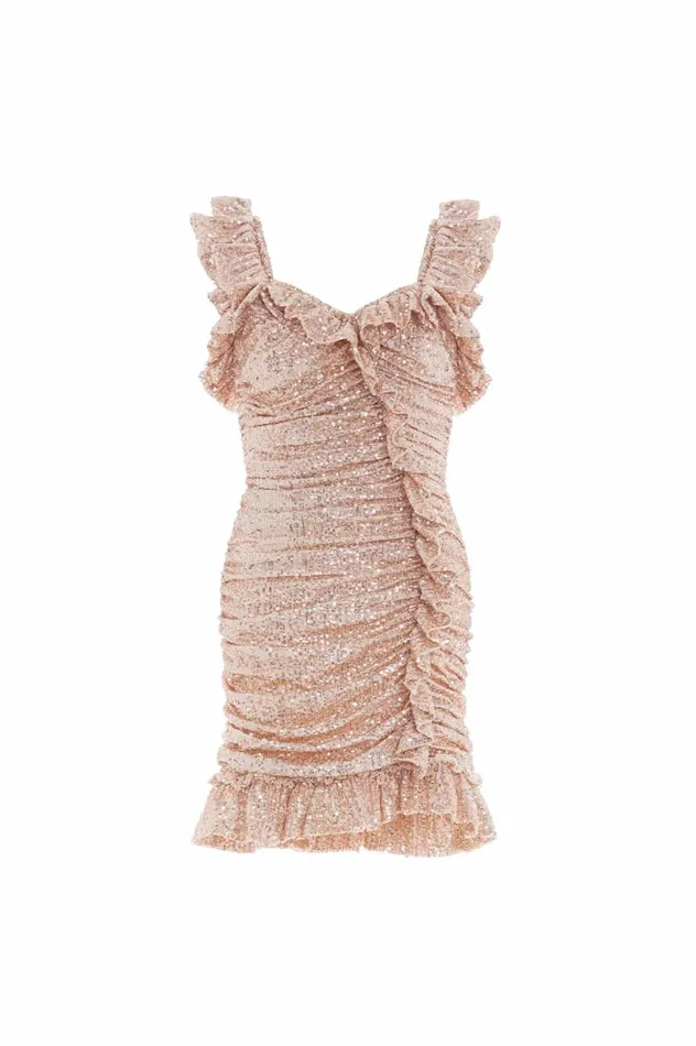 Sunray Sequin Micro Mini Dress Gold Women Needle and Thread Dresses