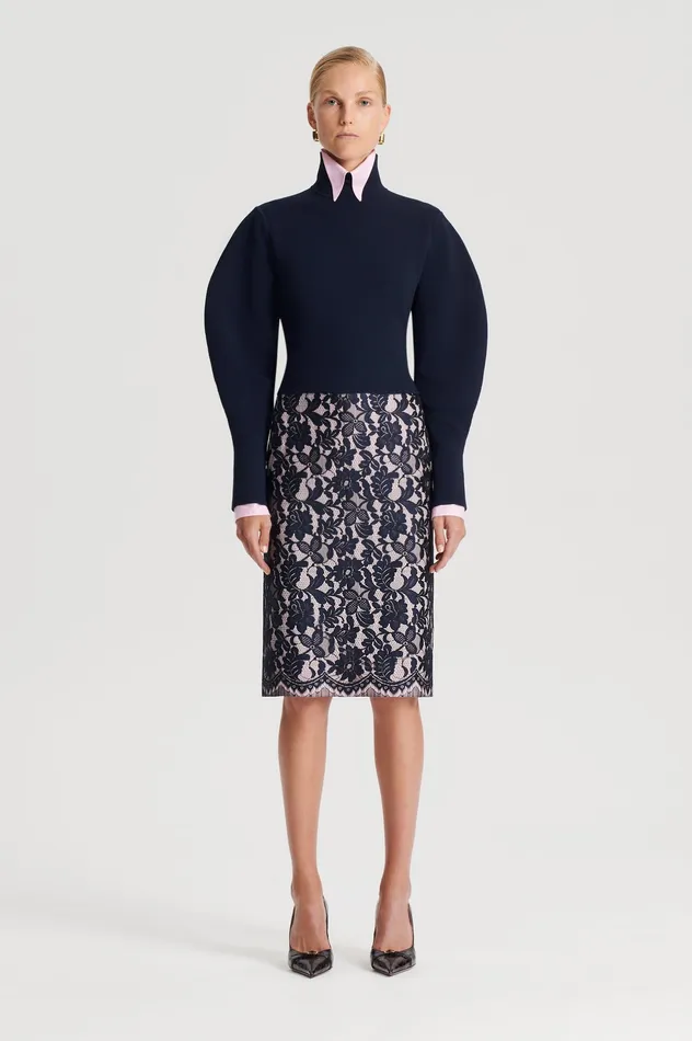 Sweaters CREPE KNIT COCOON SLEEVE SWEATER NAVY Scanlan Theodore Women