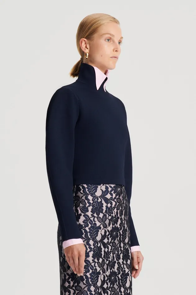 Sweaters CREPE KNIT COCOON SLEEVE SWEATER NAVY Scanlan Theodore Women Sweaters CREPE KNIT COCOON SLEEVE SWEATER NAVY Scanlan Theodore Women