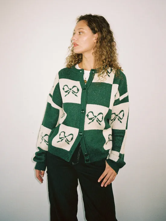 Sweaters Women Lauda Cardi Emerald Bow Check Lisa Says Gah