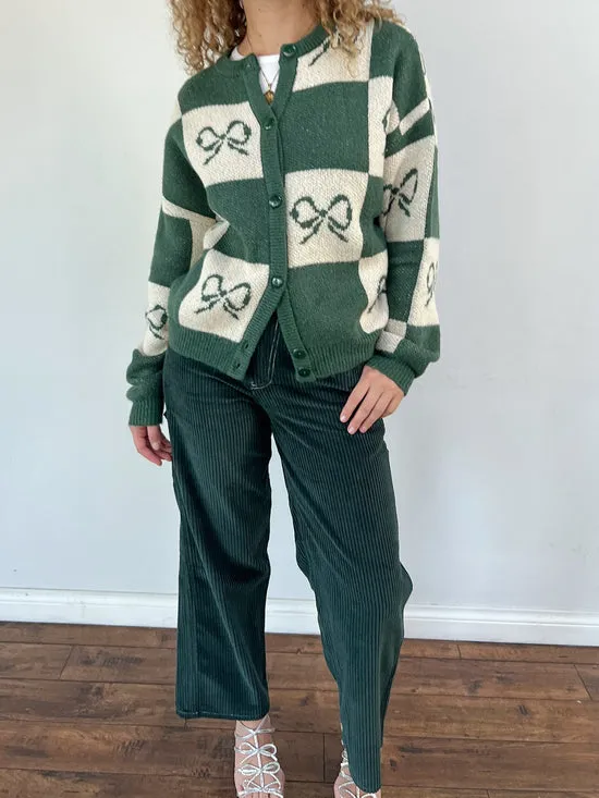Sweaters Women Lauda Cardi Emerald Bow Check Lisa Says Gah