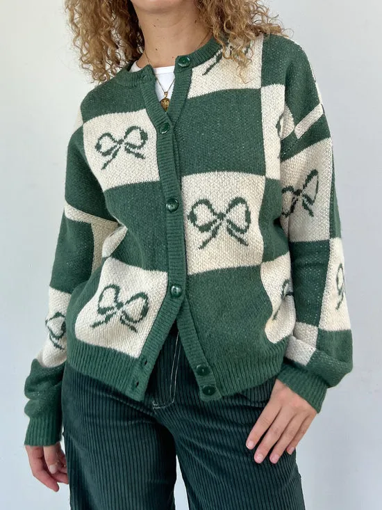 Sweaters Women Lauda Cardi Emerald Bow Check Lisa Says Gah
