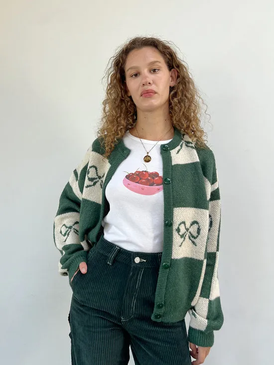 Sweaters Women Lauda Cardi Emerald Bow Check Lisa Says Gah
