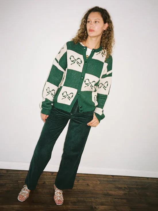 Sweaters Women Lauda Cardi Emerald Bow Check Lisa Says Gah