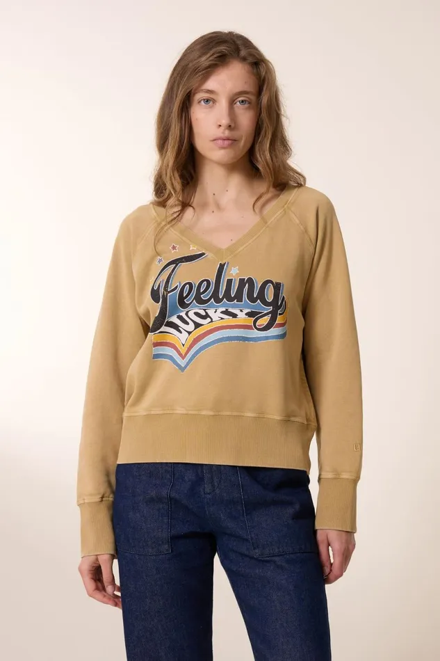 Sweatshirts Women Leon and Harper Shavi Lucky Sweatshirt Beige