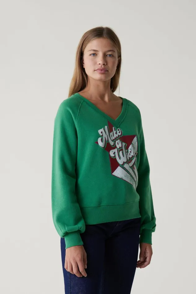 Sweatshirts Women Leon and Harper Shiva Wish Sweatshirt Green