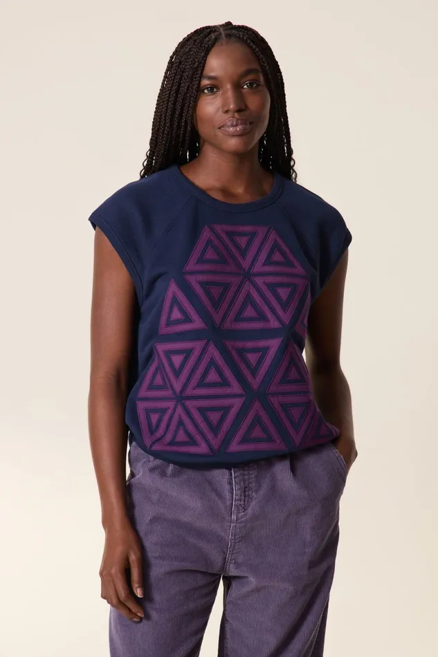 Sweatshirts Women Leon and Harper Sirop Triangle Sweatshirt Navy