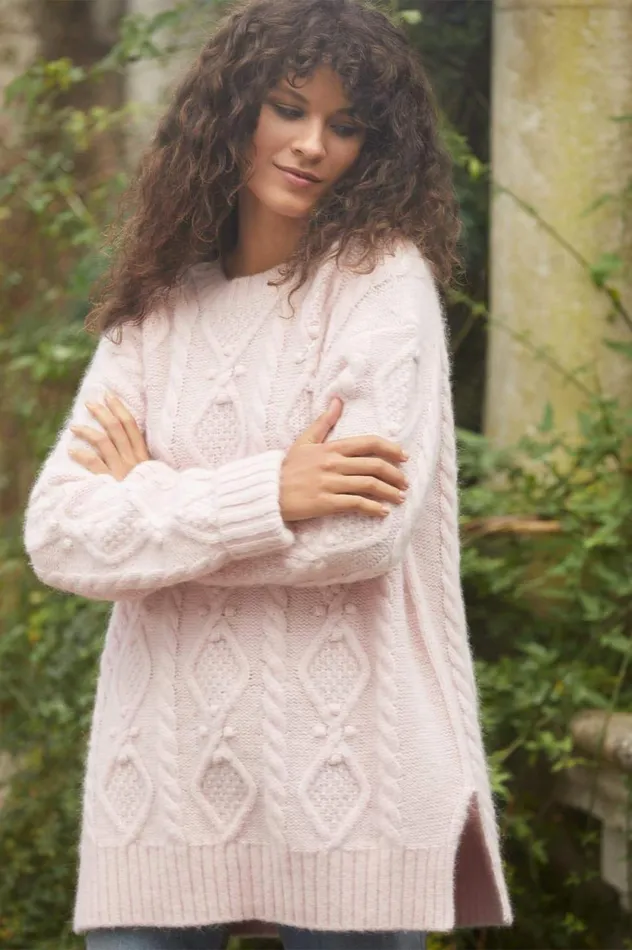 Sylvie Cable Longline Jumper Pink Women Needle and Thread Exclusives