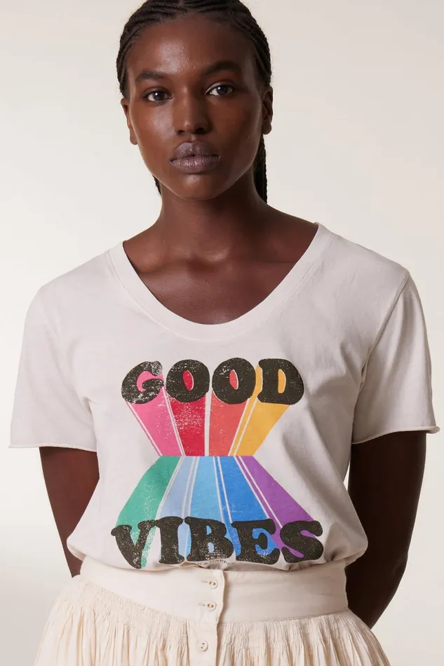 TShirts and Tops Women Leon and Harper Tizia Vibes Tshirt Stone