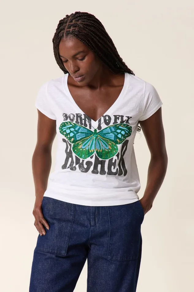 TShirts and Tops Women Leon and Harper Tonton Bfly TShirt White