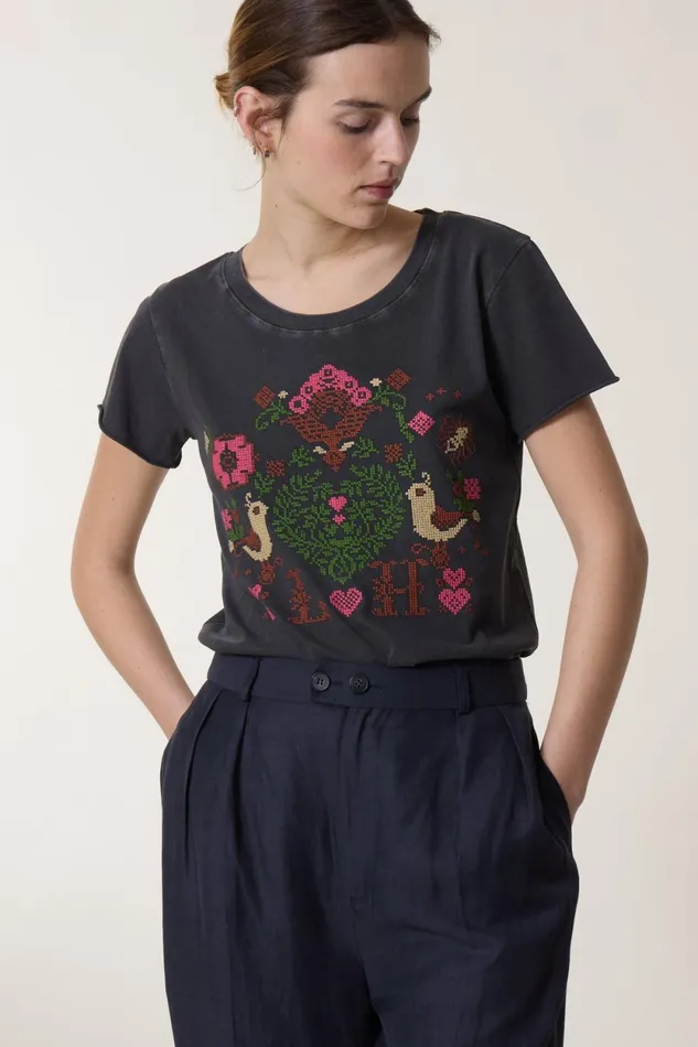 TShirts and Tops Women Leon and Harper Toro Birdy Tshirt Carbone